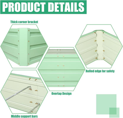 SnugNiture Galvanized Raised Garden Bed 8x4x2FT Outdoor Large Metal Planter Box Steel Kit for Planting Vegetables, Flowers