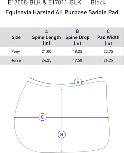 Equinavia Harstad All Purpose Saddle Pad | Classic & Durable | Moisture-Wicking Tricot Backing