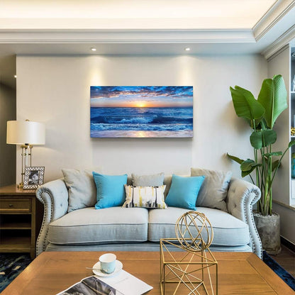 Canvas wall art for living room Blue Ocean Sea sun landscape painting bathroom Wall Decor Ready to Hang for Home Decorations office family bedroom kitchen Works canvas Prints pictures 30" x 60"inch