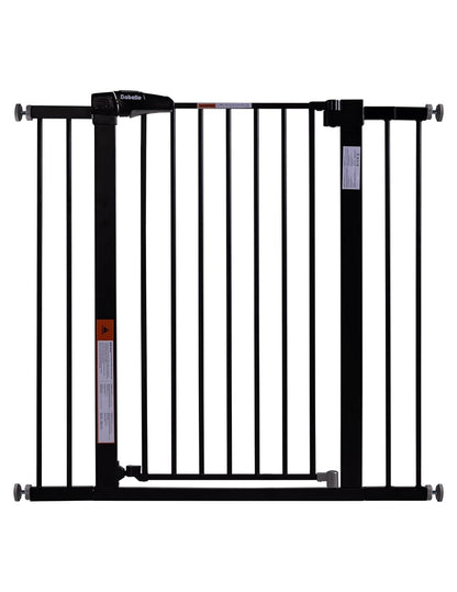 BABELIO 36" Tall Baby Gate, 26-40" Wide Auto Close Pet Gate, Pressure Mounted Metal Dog Gate, Easy-Install No Drilling, No Tools Required, with Wall Protectors and Extension Kits, Black