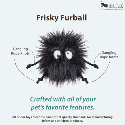 P.L.A.Y. Cute Plush Cat Toys - Feline Frenzy Animal Critter Themed Catnip Filled Toy, Great for Adult Cats and Kittens - Machine Washable, Recycled Materials, Crinkles, Rope Knots (Frisky Furball)