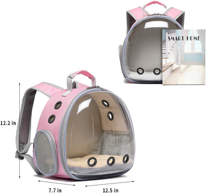 Bunny Carrier, Guinea Pig Carrier,Small Animal Carrier Backpack for Rabbit,Bearded Dragon, Lizard,Hamster,Kitten. Breathable Pet Travel Cage Bag (Pink)
