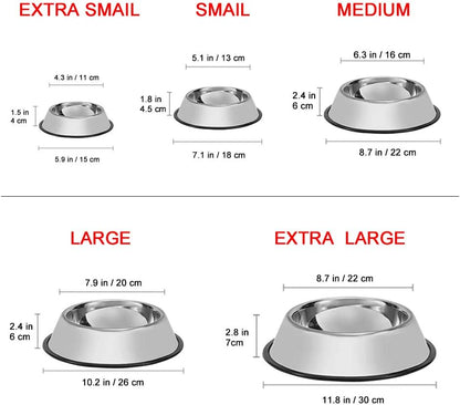 Stainless Steel Dog Bowls, 3.5 Cup/28oz Cat Bowl Water and Food with Rubber Base, Pet Bowls for Large Dogs, 3Pack