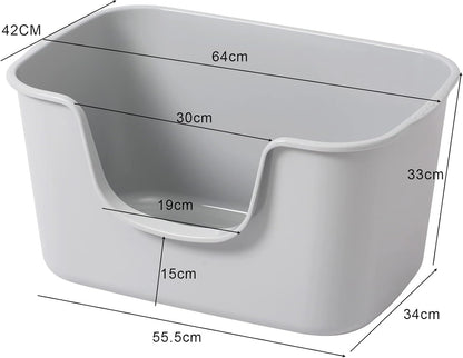 Smart Paws Extra Large Jumbo Cat Litter Box for Maine Coon Cats, Open Top High-Sided Anti-Splash Litter Pans, Durable XL Kitty Bathroom for Multi-Cat Households (Grey)