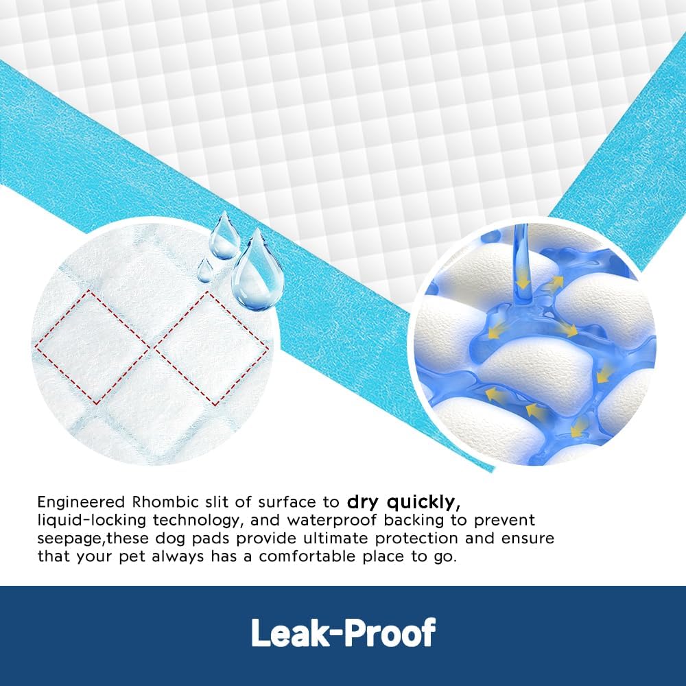 Quilocare 100 Count 28” x 34” XXL Puppy Pads, Super Absorbent Leakproof Extra Large Pee Pads for Dogs, Disposable Dog Training Pads