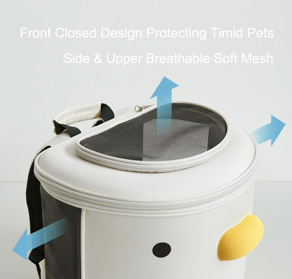 PURROOM Cat Carrier Backpack, Pet Backpacks for Carrying Small Dogs, Cute Design. Upper Cover & Side Ventilation Soft Mesh & Safety Straps. Used for Travel, Hiking, Car, Go to Vet, Outdoor.