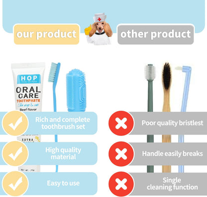 HOP Pet Toothbrush Kit 10PCS Cats Dogs Dental Care Soft Bristles Finger Toothbrush Set Toothpaste Fresh Breath Dog Oral Care Kit Suitable for All Pets Home of Paws