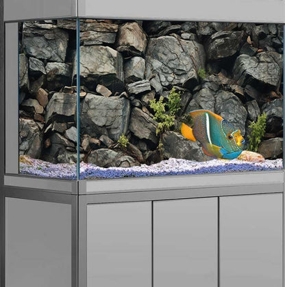60X24IN Stone Aquarium Background, Rock Fish Tank Background, Natural Rocky Glass Terrarium Background with 8 EVA Double-Sided Tape