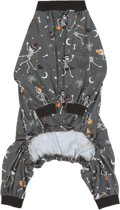 HDE Dog Pajamas One Piece Jumpsuit Lightweight Dog PJs Shirt for M-3XL Dogs Skeleton Bones - M