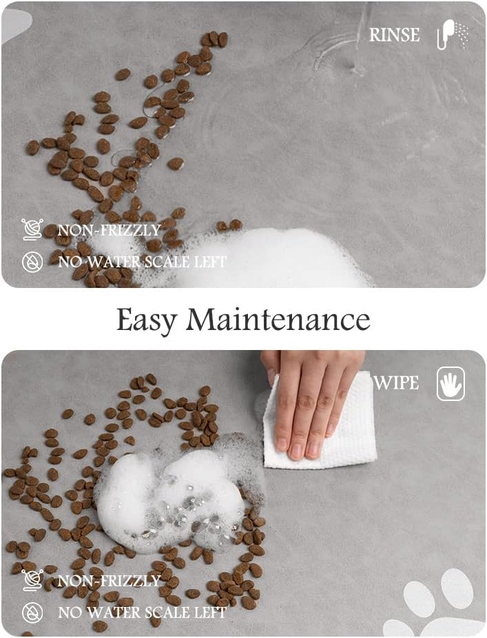 Pet Feeding Mat-Absorbent Dog Mat for Food and Water Bowl-No Stains Quick Dry Water Dispenser Mat-Dog Accessories Pet Supplies-Bowl for Messy Drinkers（LIGHTGREY,12"x19"