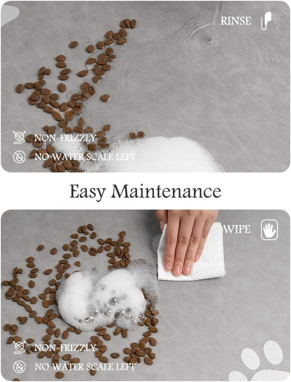 Pet Feeding Mat-Absorbent Dog Mat for Food and Water Bowl-No Stains Quick Dry Water Dispenser Mat-Dog Accessories Pet Supplies-Bowl for Messy Drinkers（LIGHTGREY,16"x24"