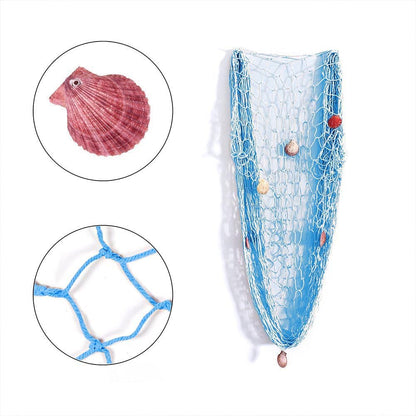 Nature Fish Net Wall Decoration with Shells, Ocean Themed Wall Hangings Fishing Net Party Decor for Pirate Party,Wedding,Photographing Decoration