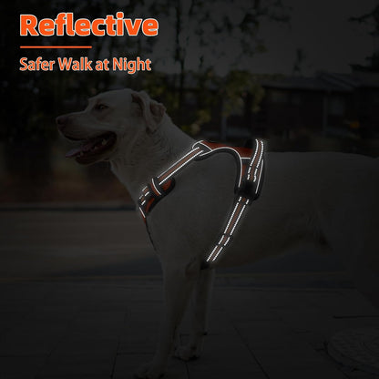 PUPTECK No Pull Dog Harness for Large, Adjustable Reflective Dog Harness with Handle Easy Control, Comfortable Soft Padded Pet Vest Harness for Extra Large Dogs, Orange XL