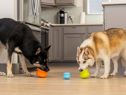 WEST PAW Zogoflex Toppl Treat Dispensing Dog Toy Puzzle – Interactive Chew Toys for Dogs – Dog Toy for Moderate Chewers, Fetch, Catch – Holds Kibble, Treats, X-Large, Tangerine