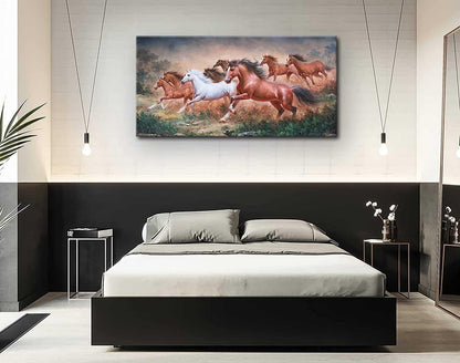 Yxbhhym-Large Size Running Horse Wall Art Pictures Animal Canvas Print Art Horse Paintings Poster Artwork for Wall Décor Office Accessories Modern Living Room Bedroom Wall Decor Frame Decoration