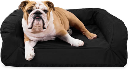 K9 Ballistics Tough Bolster Orthopedic Sofa Dog Bed with Removable Washable Cover - Durable, Water Resistant with Nonskid Bottom - Medium, Taupe Premium Finish