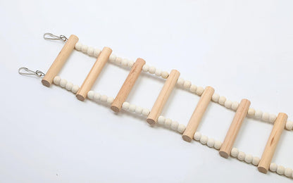 SIMENA Wooden Climbing Ladder for Birds & Hamsters, Interactive Swing & Ladder Toys for Small Pets – Ideal for Hamsters, Birds, Parrots, Squirrels, and Sugar Gliders (20 ladders, 43")