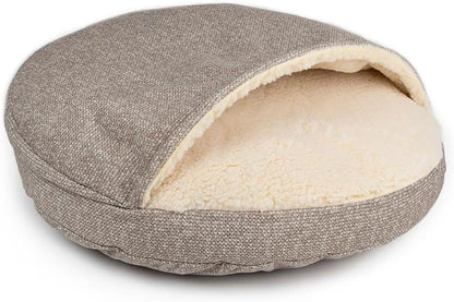 Snoozer Luxury Cozy Cave Dog Bed - Indoor Dog Bed with Cover Cave, Covered Calming Burrow for Medium & Large Sized Pets with Blanket Attached, Enclosed, Washable - XL, Merlin Linen