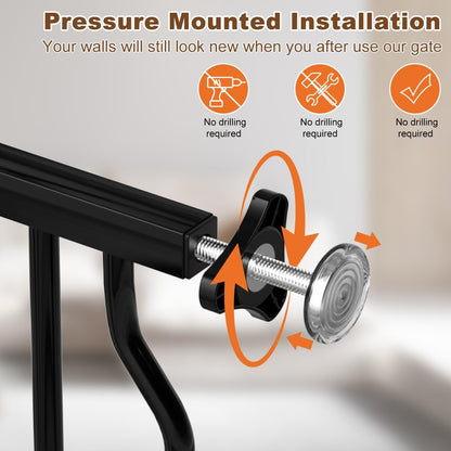 30" Tall Narrow Baby Gate for Doorways No Drill 29.5-33.8" Wide, Auto Close Press Mounted Baby Gate Indoor for Kids, Walk Through Pet Gates for Stairs, Black