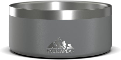 Hydrapeak Dog Bowl; Non Slip Stainless Steel; Water and Food Dish; Large Sized and Small Dogs; 32oz 64oz; Multiple Sizes; 4 Cup | Graphite