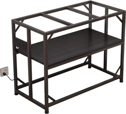 Sturdy Metal Aquarium Stand with Power Outlets, Adjustable Storage Cabinet - 660LBS Capacity, Black - Suitable for 40 Gallon Fish Tank, Turtle Tank, Fish Tank Accessories - Perfect Fish Tank Stand for Organization and Convenience