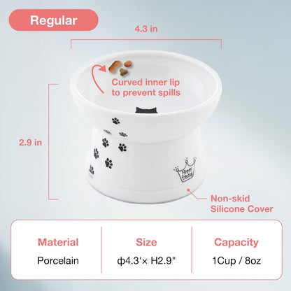 Necoichi Raised Stress Free Cat Food Bowl, Elevated, Backflow Prevention, Dishwasher and Microwave Safe, No.1 Seller in Japan! (Cat, Regular)