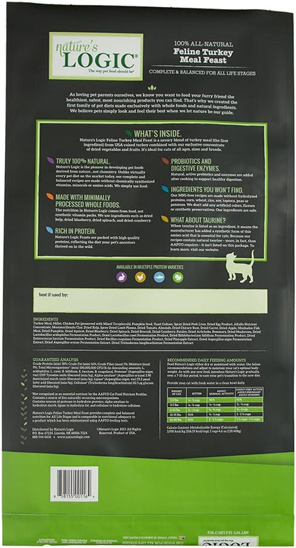 Nature's Logic Turkey Dry Cat Food (1 Pack), 15.4 lb