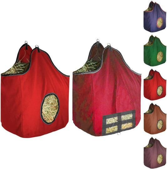 Derby Originals Large 24 OZ Canvas Horse Hay Bag 2 Sided Combo Design X Wide Gusset and 6 Month Warranty