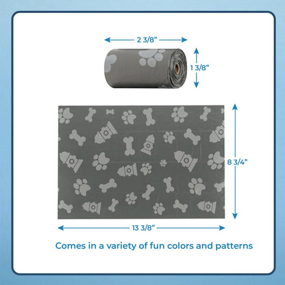 Best Pet Supplies Dog Poop Bags (240 Bags) for Waste Refuse Cleanup, Doggy Roll Replacements for Outdoor Puppy Walking and Travel, Leak Proof and Tear Resistant, Thick Plastic - Gray