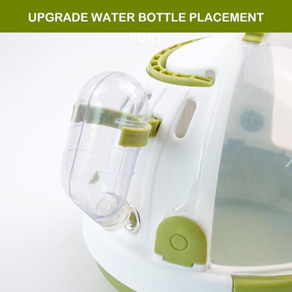 Hamster Carrier Cage with Water Bottle,Portable Dwarf Hamster Travel Carrier Plastic Guinea Pig Carrier Small Animal Breathable Outdoor Cage for Hamsters Chinchillas Hedgehog (Green)