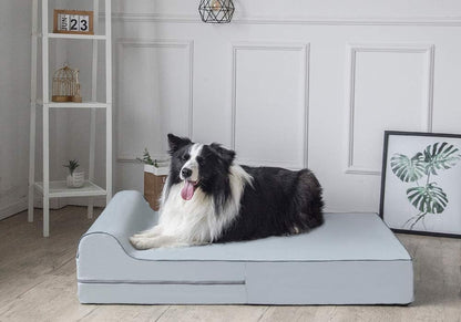 KOPEKS Orthopedic Memory Foam Dog Bed 7" Inch Thick Extra Large Dog Bed With Pillow Grey 50"x34"x10" Includes Waterproof Liner and Durable Removable Cover With Smart Design