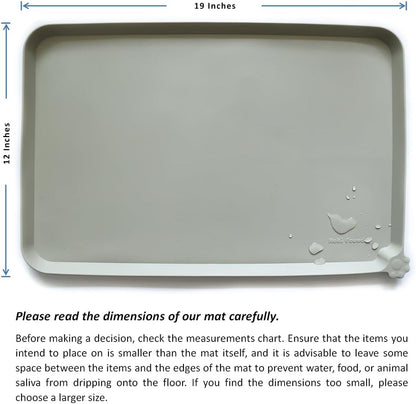 Hoki Found Silicone Pet Food Tray - Non Slip Pet Dog Cat Bowl Placemat - Feeding Mat - Waterproof Dog Cat Food Mats - For Carpet - Cream Green