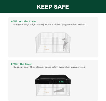 FXW Homeplus Unleashed Indoor Dog Playpen - Stress-Free and Safe Play, Heavy Duty 24 Inch 8 Wire Panels with Playpen Cover for Puppy and Small Dogs, White│Patented