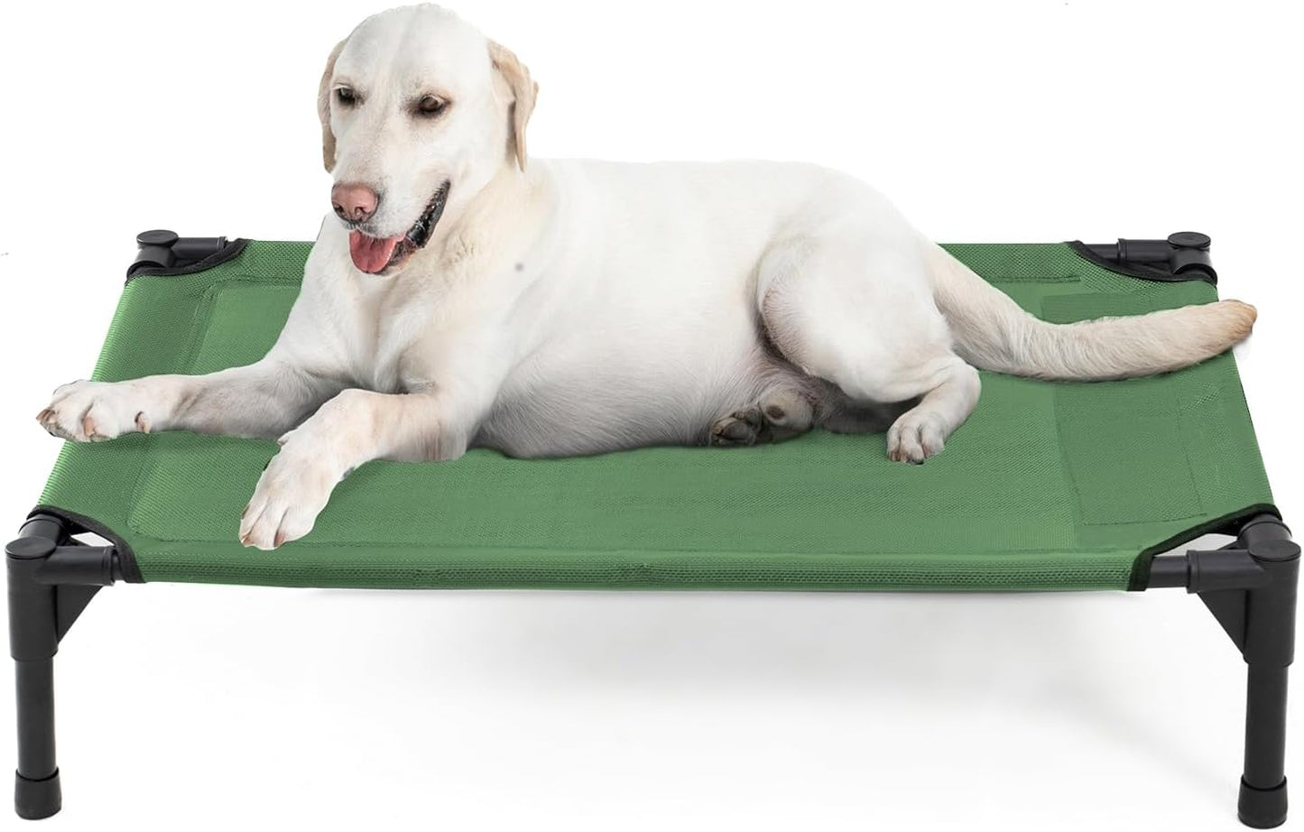 Elevated Dog Bed for Large Dogs - Heavy Duty, Recyclable Mesh, Fits Up to 150 LBs - Indoor & Outdoor, Green