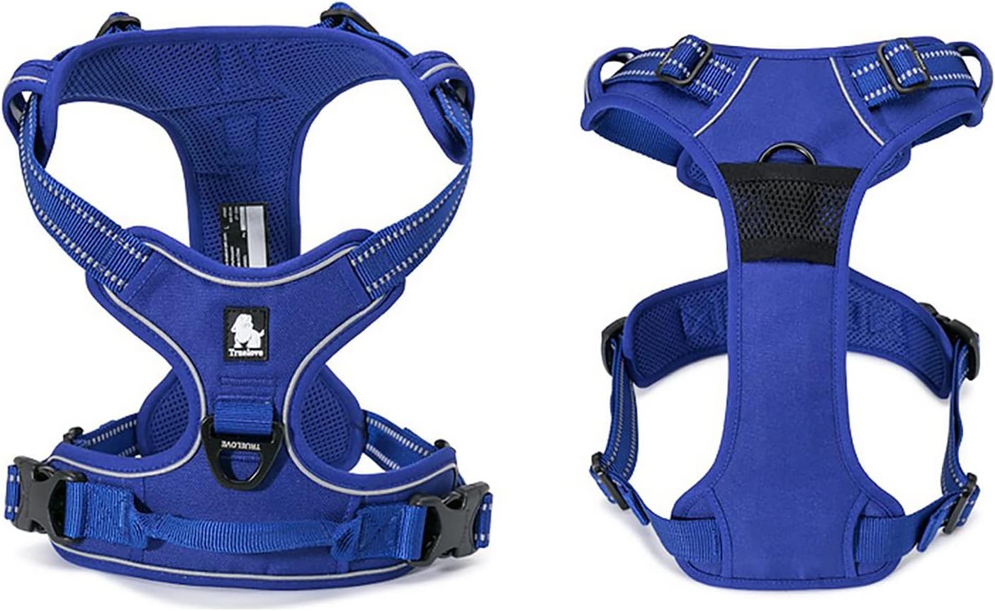 TRUE LOVE Adjustable No-Pull Dog Harness Reflective Pup Vest Harnesses Comfortable Control Brilliant Colors Truelove TLH5651(Royal Blue,XL)