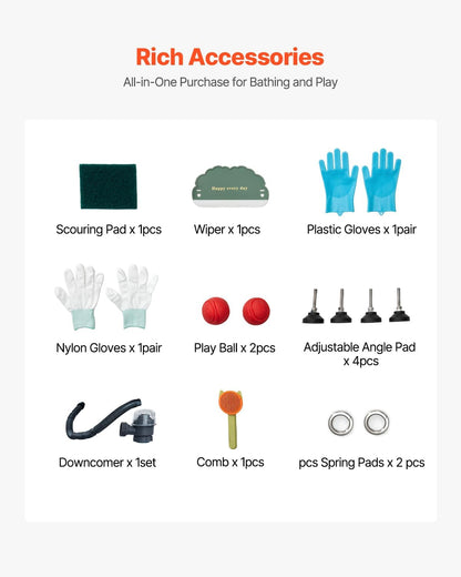 VEVOR Stainless Steel Dog Washing Station, 34 inch Pet Grooming Tub w/Faucet & Showerhead & Soap Holder & Play Balls Simple Dog Bathtub for Multiple Pets, Home Washing Sink