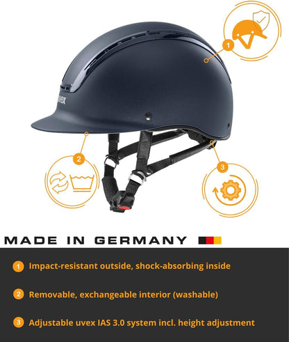 uvex suxxeed Active Horse Riding Helmet for Women & Men, Navy, S-M - Adjustable & Excellent Ventilated Helmet