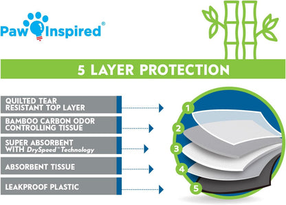 Paw Inspired Disposable Guinea Pig Cage Liners | Bamboo Charcoal Odor Controlling | Super Absorbent Liners Pee Pads for Ferrets, Rabbits, Hamsters, and Small Animals (47" x 26" (Midwest), 8 Count)