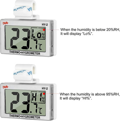 Digital Reptile Thermometer Hygrometer with Hook & Adhesive, LCD Display Temperature Humidity Gauge for Reptile Tanks, Terrariums, Bearded Dragon, Hermit Crab Accessories (-10℃~+50℃/20%-90% RH)