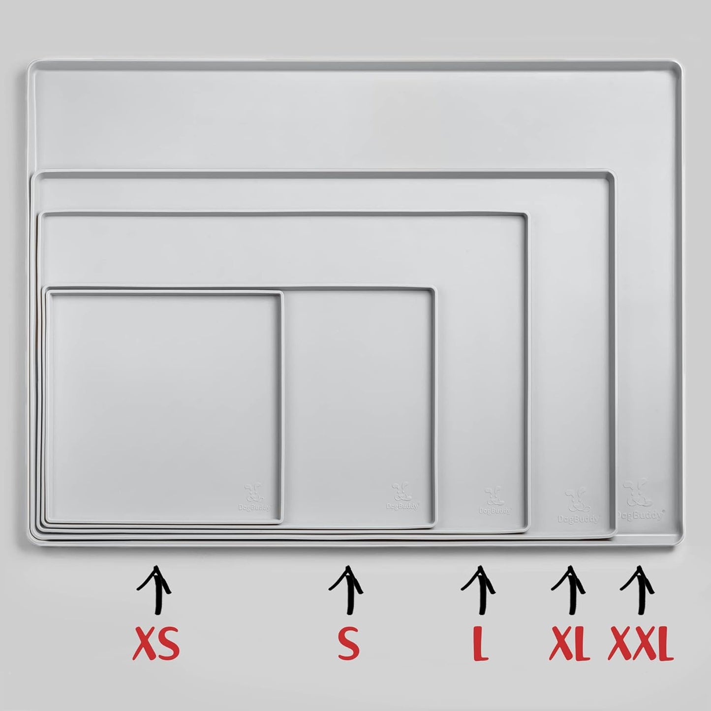 DogBuddy Dog Food Mat – Waterproof Dog Bowl Mat for Food and Water, Silicone Pet Feeding Mats for Floors, Non-Slip Placemat with High Edges for Dogs Bowls, Puppy Essentials (Large: 24"x16", Mist)