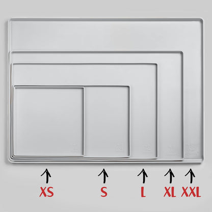 DogBuddy Dog Food Mat – Waterproof Dog Bowl Mat for Food and Water, Silicone Pet Feeding Mats for Floors, Non-Slip Placemat with High Edges for Dogs Bowls, Puppy Essentials (Large: 24"x16", Mist)