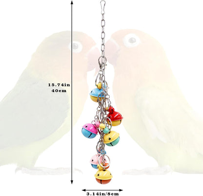 Oooct Bird Swing Bells Toys, Colorful Parrot Metal Bells, Hanging Bird Chewing Toys, Bird Cage Accessories, Suitable for Small to Medium Birds Budgie Lovebirds Conures Parakeets Cockatiels Rats