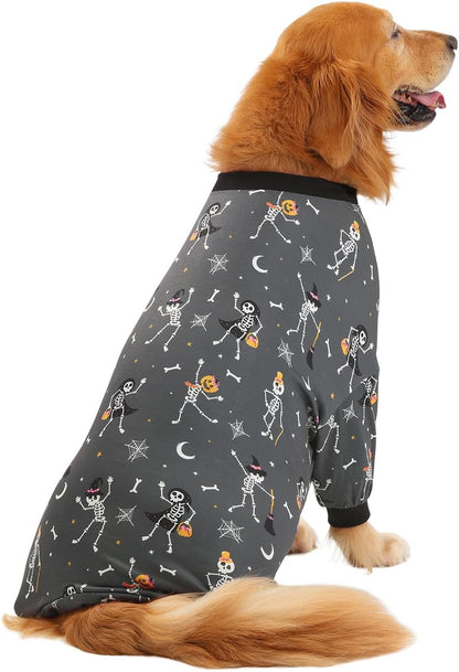 HDE Dog Pajamas One Piece Jumpsuit Lightweight Dog PJs Shirt for M-3XL Dogs Skeleton Bones - 3XL