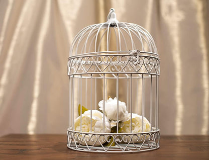 Anderson's Decorative Ivory Wire Birdcage Wedding Centerpiece, Table Décor, Hanging Decorations, Reusable