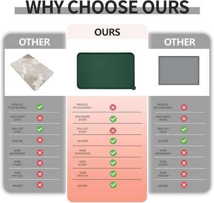 Waterproof Pet Feeding Mat with High Raised Edges, Heavier and Thicker Placemats for Cat Dog Water Bowl with BPA Free, Dogs Cats Food Mats for Messy Drinkers to Prevent Spill and Protect Floors