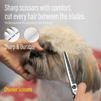 Dog Grooming Scissors: 7.5 inch Pet Chunker Shears Made Of Japanese 440C Advanced Stainless Steel Professional Grooming Scissors for Dogs Cats and Other Pets