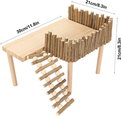 Tnfeeon Hamster with Climbing Ladder, Guinea Pig Toys Chinchilla Perch Cage Accessories Toy Wooden Play Gym Stand for Hamsters Squirrel Guinea Pig