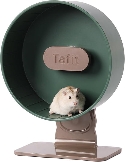 Silent Hamster Wheel 8.7 Inch Dual-Bearings Small Animals Quiet Running Exercise Wheels, Height Adjustable for Dwarf Hamsters, Gerbils, Mice, Hedgehog, or Other Small Pets, Avocado Green