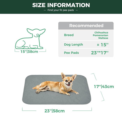 FXW Washable Pee Pads for Dogs, Puppy Pads with Super Absorbent, Specifically Designed for 24inch Cages, 23" × 17" Rectangle, Gray, 4 Packs