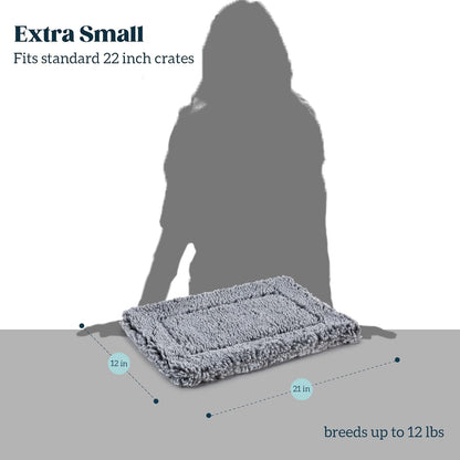 Stoutwool Indestructible Dog Bed - Fluffy Chew Proof Dog Crate Pad - Tough Kennel Pad for Aggressive Chewers - Ideal for Extra Small Breeds & Fits 22-Inch Crate - 21"x12", Charcoal